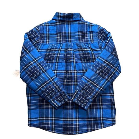 The Children's Place Boys Plaid Blue Sherpa-Lined Shirt Jacket NWT Size 7-8 - Picture 3 of 6